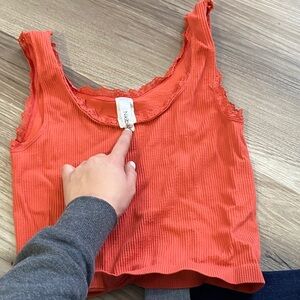 Nordstrom Orange Ribbed Lace Crop Top
